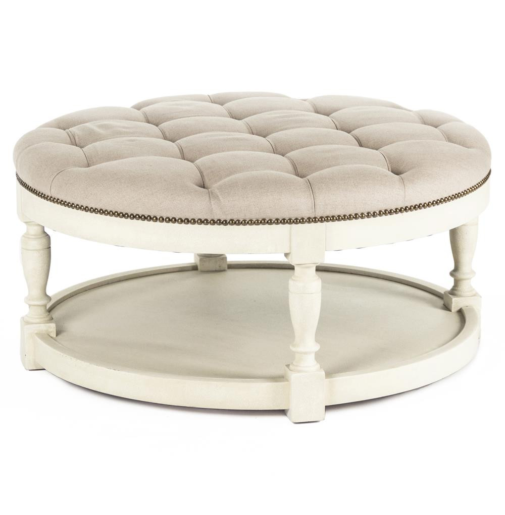 Best ideas about Round Ottoman Coffee Table
. Save or Pin Marseille French Country Cream Ivory Linen Round Tufted Now.