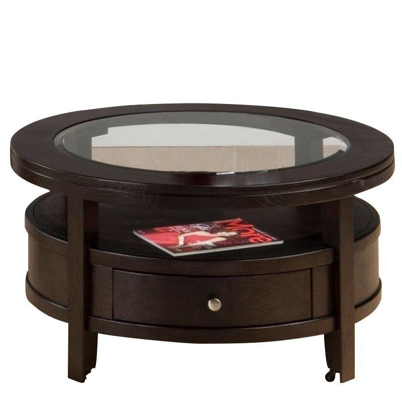 Best ideas about Round Storage Coffee Table
. Save or Pin Jofran Marlon Round Wood Coffee Table Mahogany Storage Now.