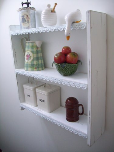 Best ideas about Shabby Chic Shelves
. Save or Pin 60cm Shabby Chic Shelves with Lace Trim Shelf Bookcase Now.