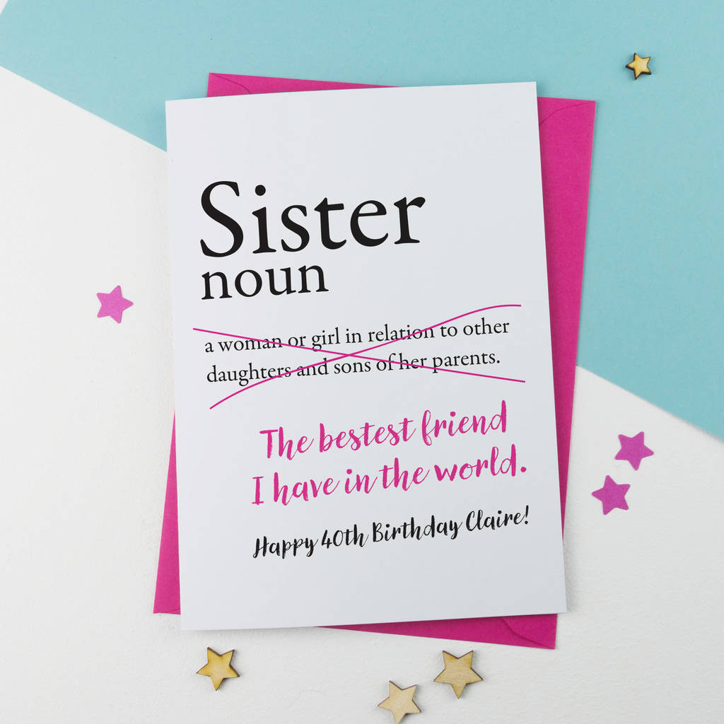 Best ideas about Sisters Birthday Funny
. Save or Pin sister birthday card personalised by a is for alphabet Now.