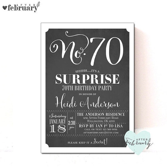 Best ideas about Surprise 70th Birthday Party Invitations
. Save or Pin Invitation Wording For 70th Birthday Surprise Party Now.