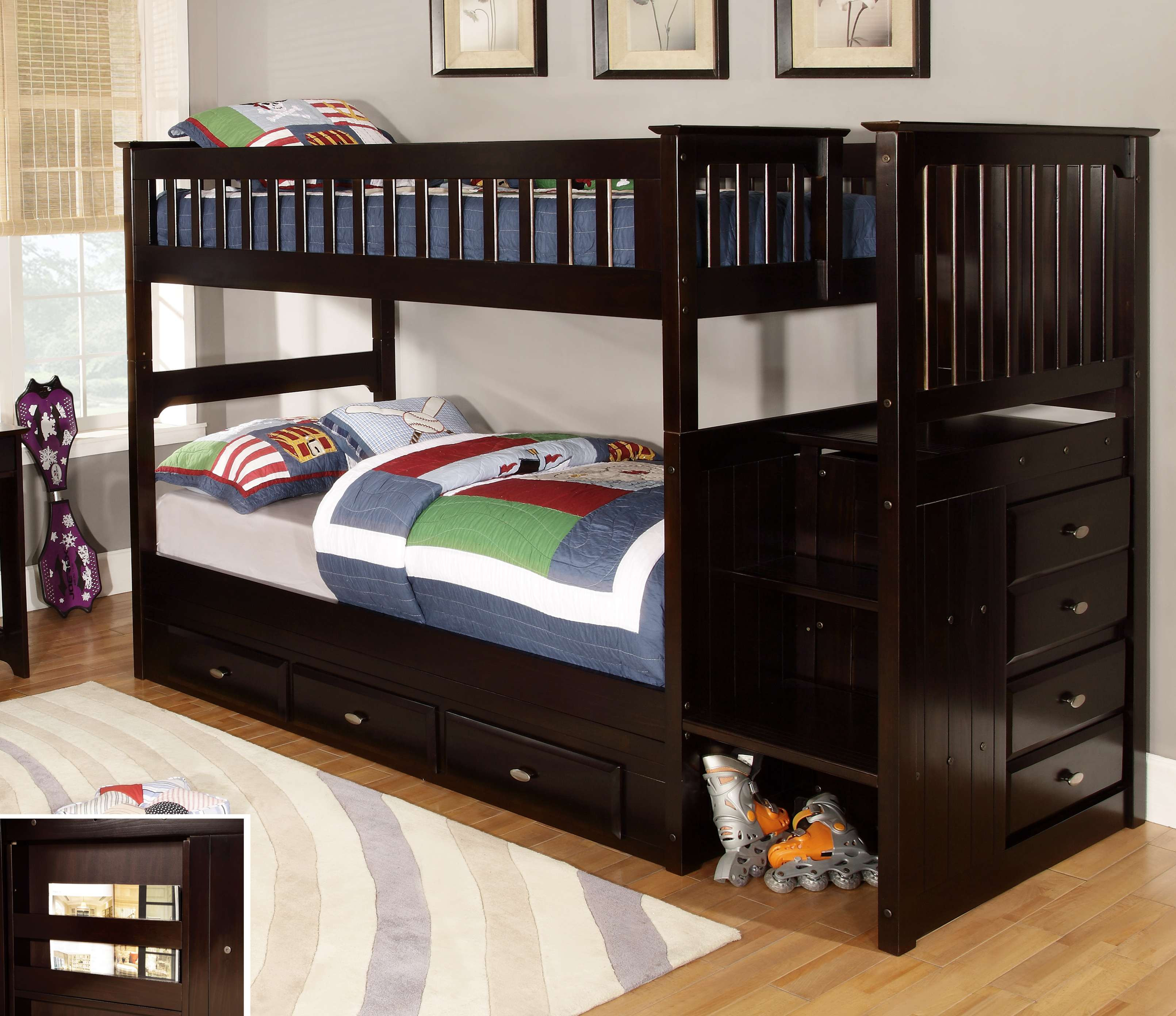 Best ideas about Twin Over Twin Bunk Bed With Stairs
. Save or Pin Discovery World Furniture Twin over Twin Espresso Now.