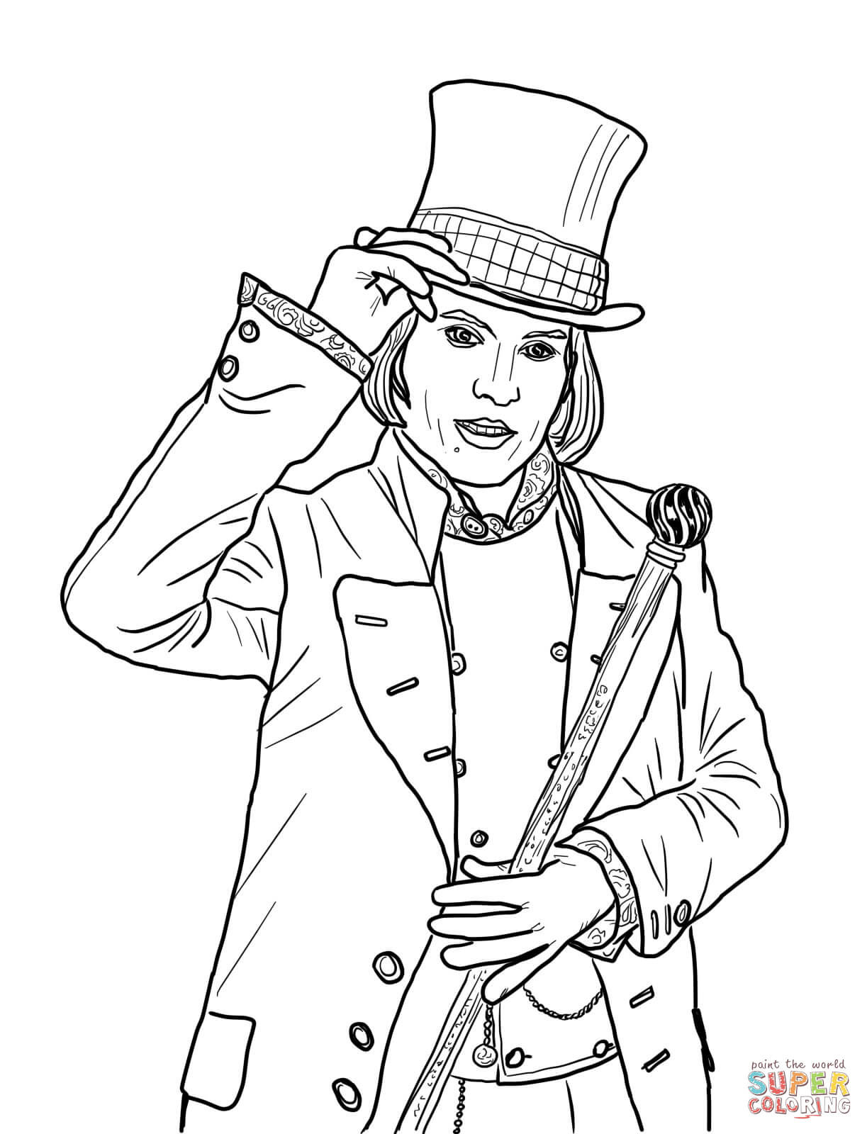 Best ideas about Willy Wonka Coloring Pages
. Save or Pin Willy Wonka with Johnny Depp coloring page Now.
