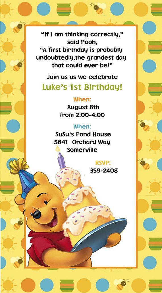 Best ideas about Winnie The Pooh Birthday Invitations
. Save or Pin Winnie the Pooh Invitations Birthday by SuzansDesigns on Now.