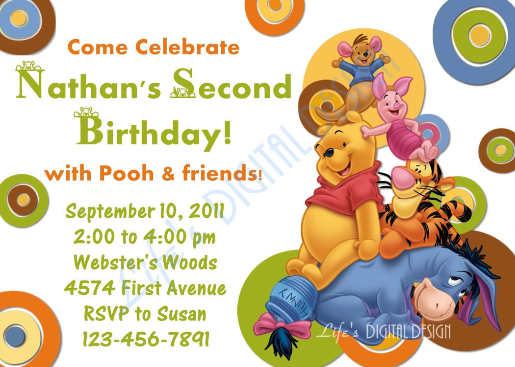 Best ideas about Winnie The Pooh Birthday Invitations
. Save or Pin Winnie the Pooh Birthday Invitation Green Dots Customizable Now.