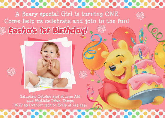 Best ideas about Winnie The Pooh Birthday Invitations
. Save or Pin WINNIE THE POOH Birthday Invitations CUSTOM PHOTO Now.