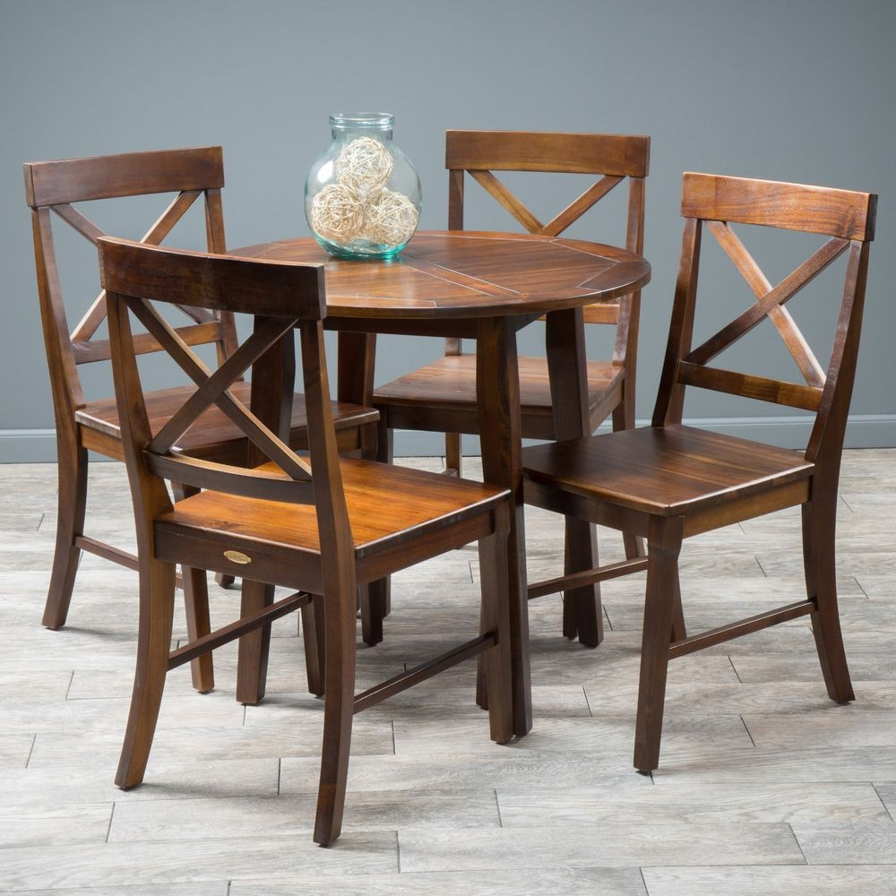 Best ideas about Wood Dining Table Set
. Save or Pin Dining Room Furniture 5pc Mahogany Stained Wood Round Now.