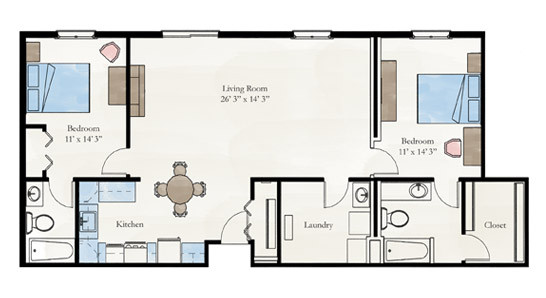 Best ideas about 2 Bedroom Apartment Floor Plans
. Save or Pin Two Bedroom Apartment Floor Plan Larksfield Place Now.