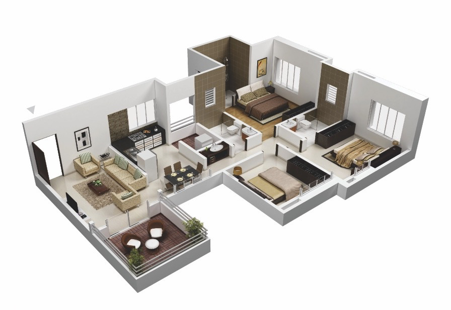 Best ideas about 3 Bedroom Floor Plans
. Save or Pin 25 More 3 Bedroom 3D Floor Plans Now.