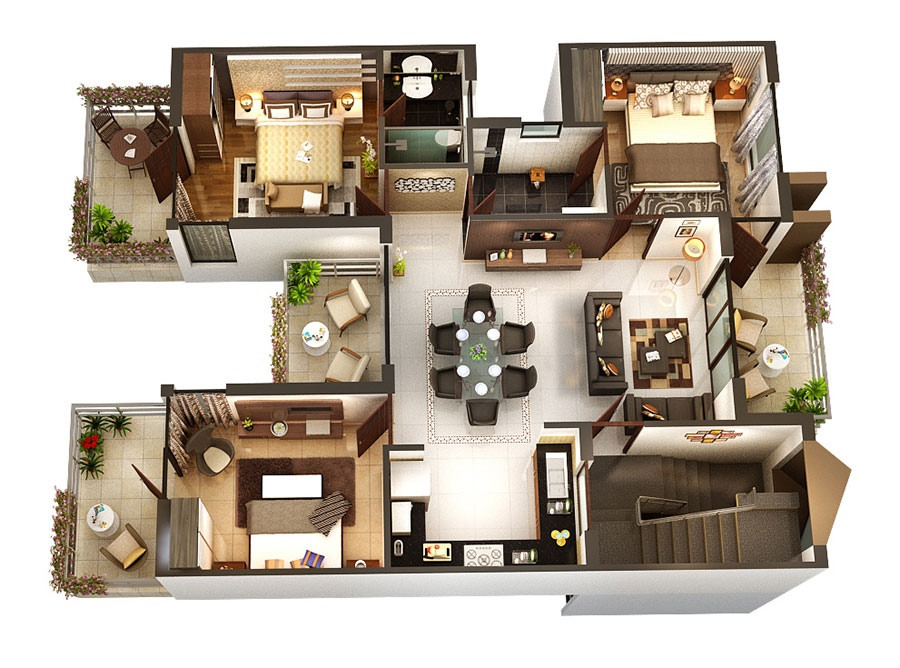 Best ideas about 3 Bedroom Floor Plans
. Save or Pin 3 Bedroom Apartment House Plans Now.