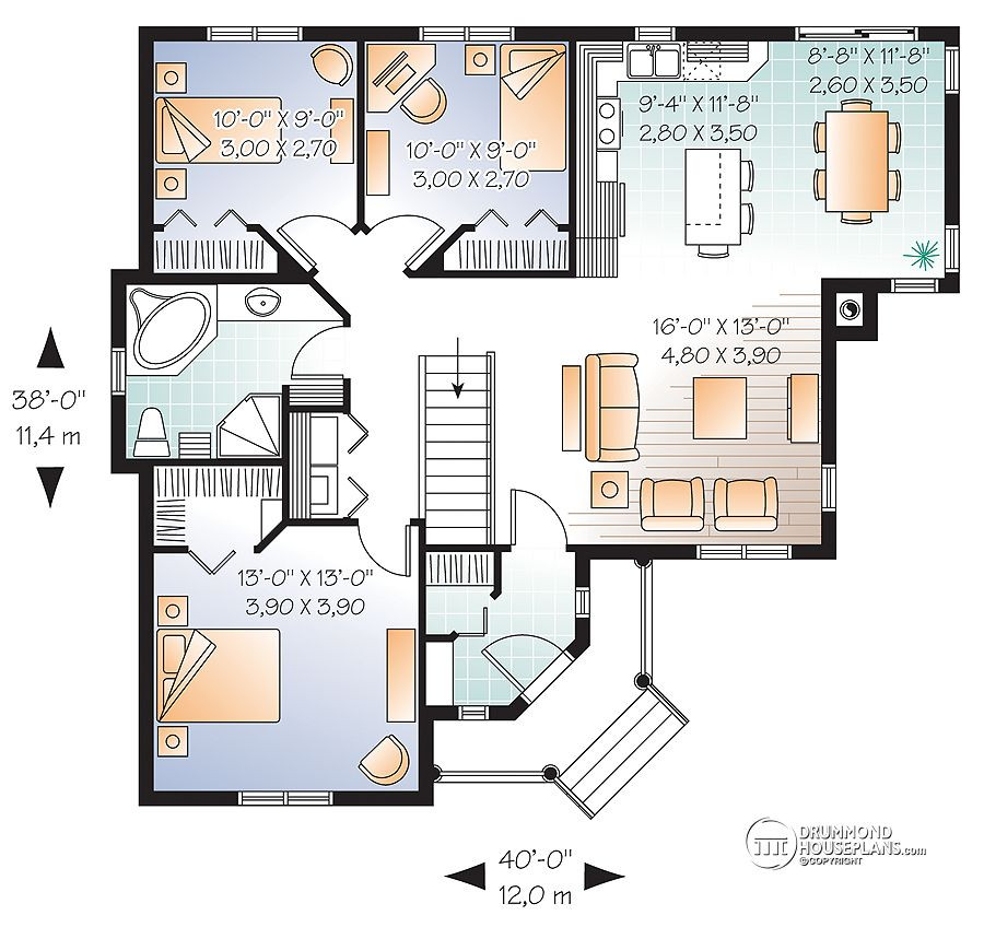 Best ideas about 3 Bedroom House Floor Plans
. Save or Pin Beautiful 3 bedroom bungalow with open floor plan by Now.