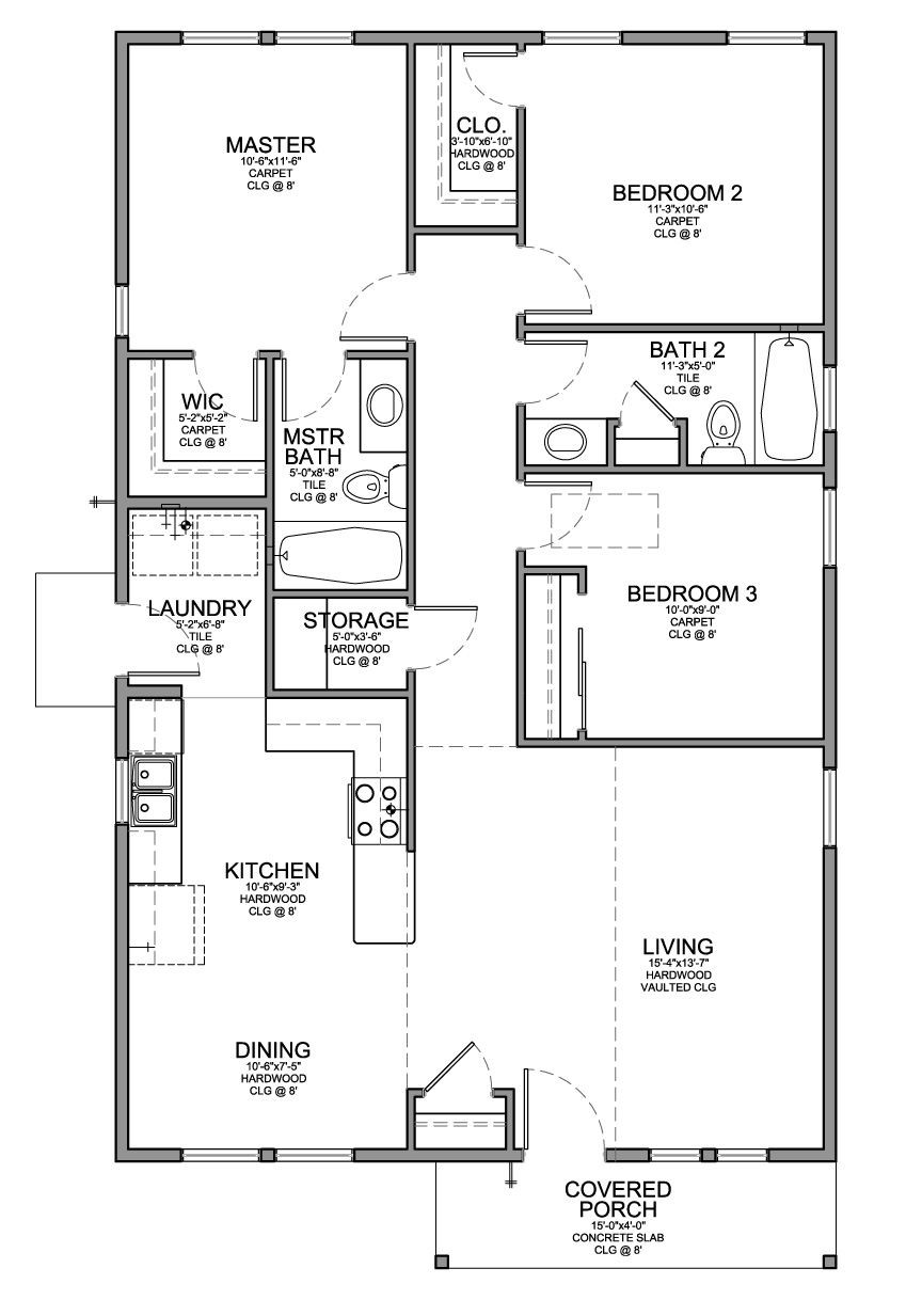 Best ideas about 3 Bedroom House Floor Plans
. Save or Pin Floor Plan for a Small House 1 150 sf with 3 Bedrooms and Now.