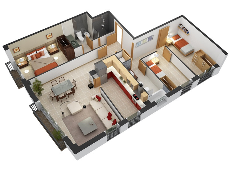 Best ideas about 3 Bedroom House Floor Plans
. Save or Pin 3 Bedroom Apartment House Plans Now.