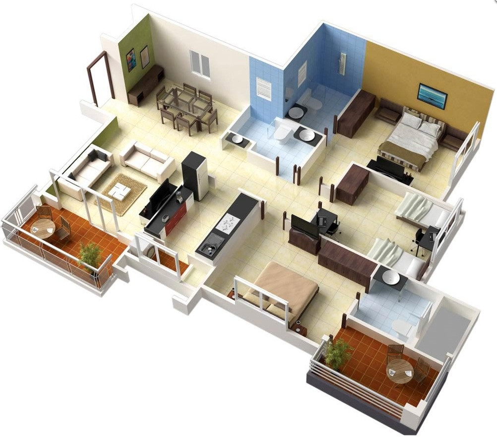 Best ideas about 3 Bedroom House Floor Plans
. Save or Pin 50 Three “3” Bedroom Apartment House Plans Now.