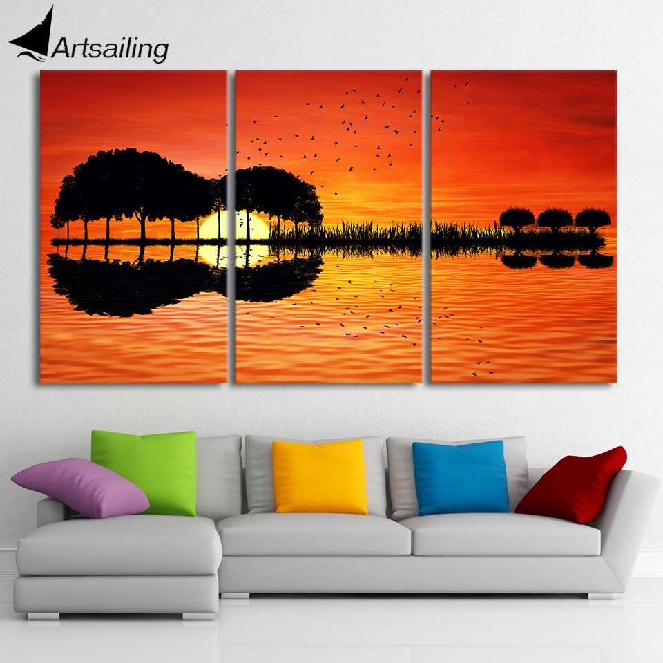 Best ideas about 3 Piece Wall Art
. Save or Pin 3 piece canvas wall art HD Printed guitar tree lake sunset Now.