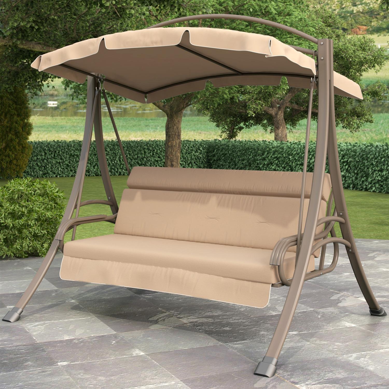 Best ideas about 3Person Patio Swing
. Save or Pin 3 Person Outdoor Porch Swing with Canopy in Beige Tan Now.