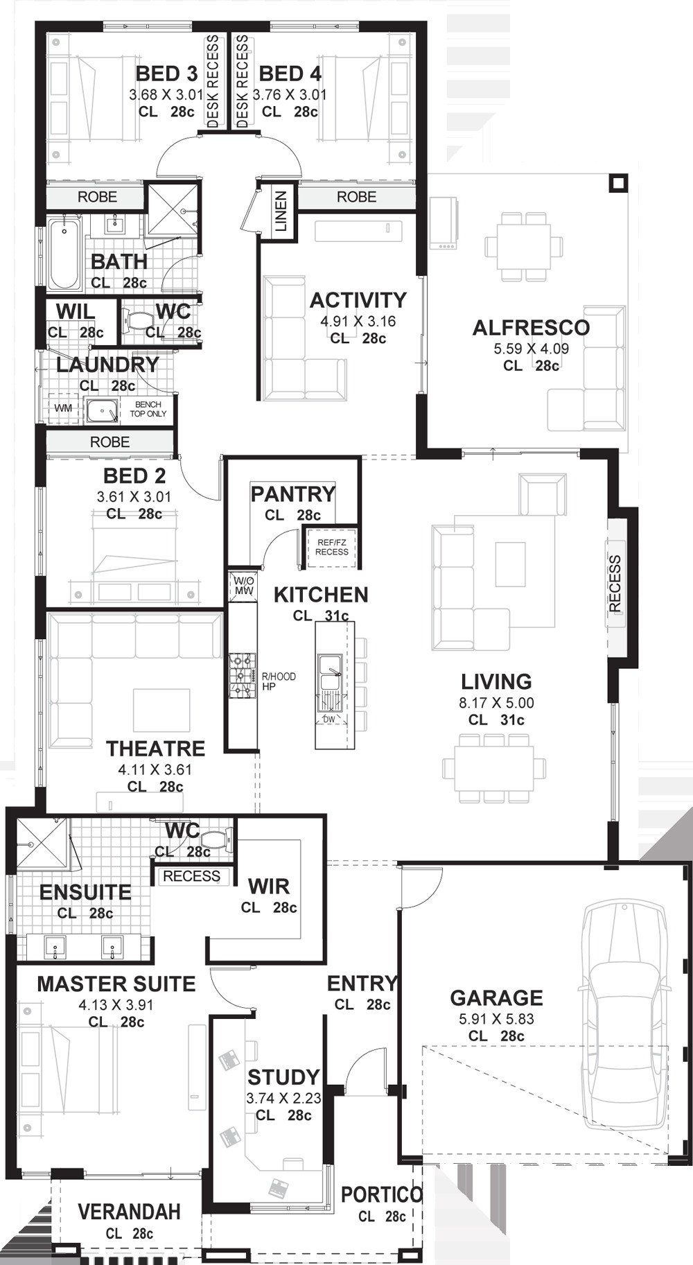 Best ideas about 4 Bedroom Floor Plans
. Save or Pin 4 Bedroom House Plans & Home Designs Perth Now.