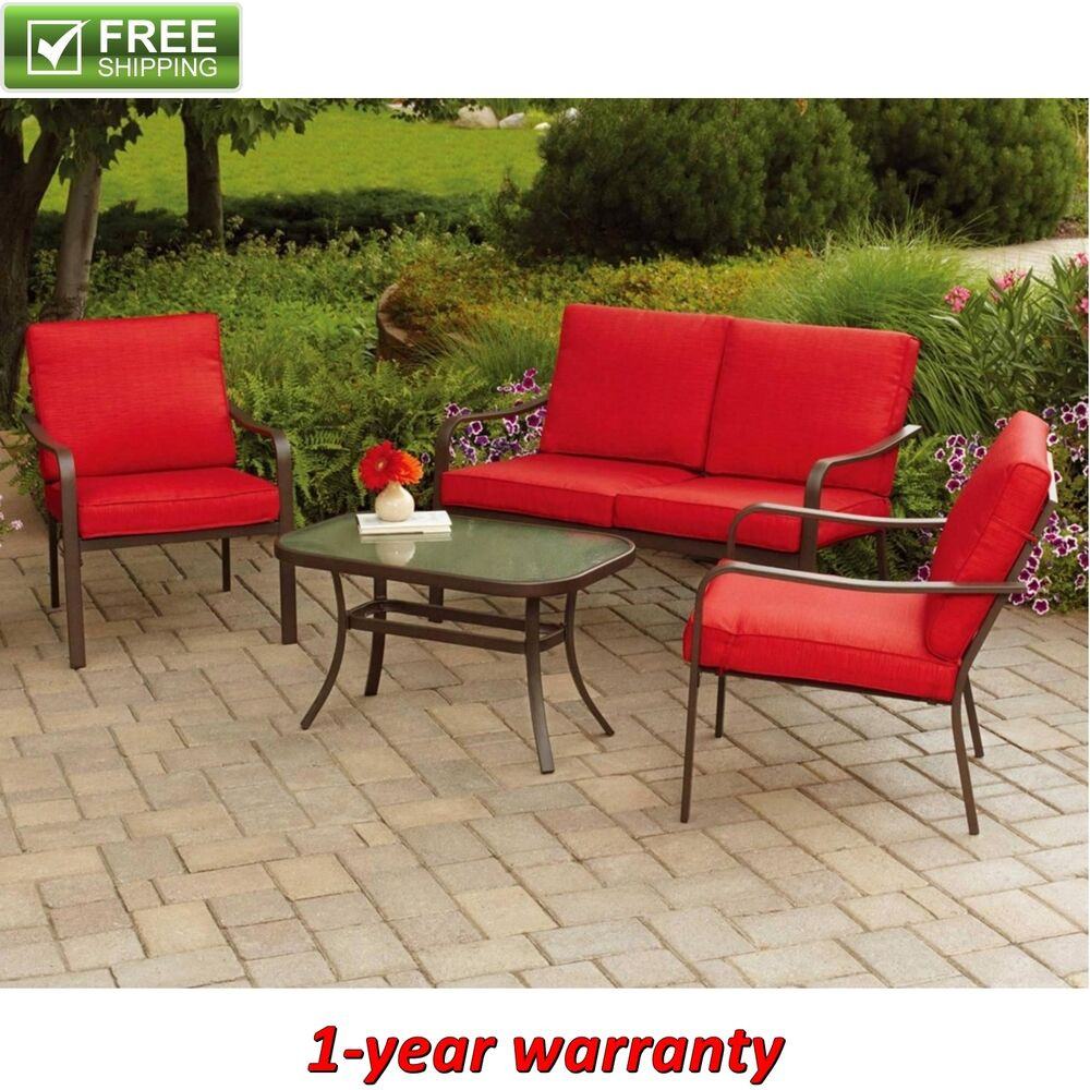 Best ideas about 4 Piece Patio Set
. Save or Pin PATIO CONVERSATION SET 4 PIECE RED CUSHIONED GARDEN Now.