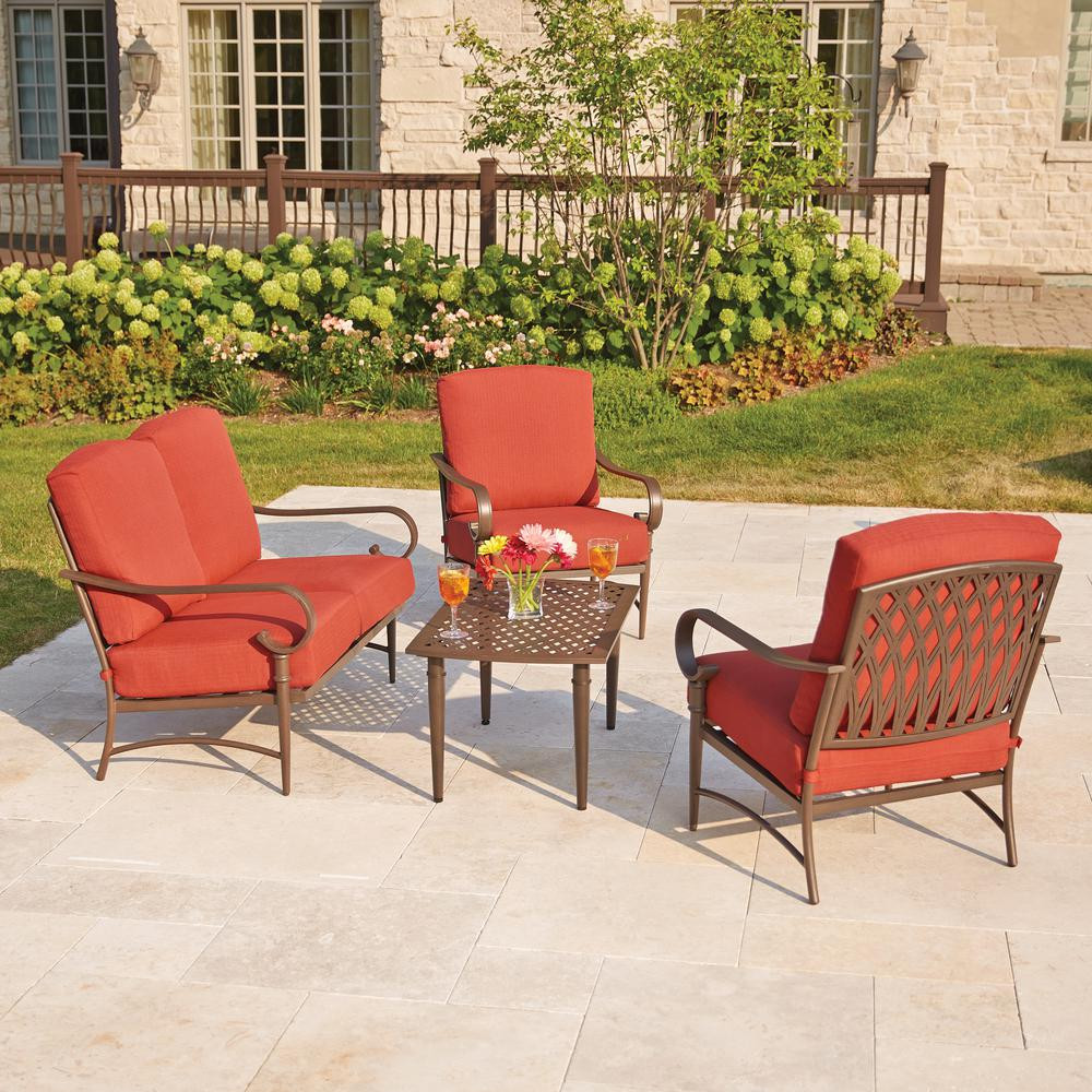 Best ideas about 4 Piece Patio Set
. Save or Pin Hampton Bay Oak Cliff 4 Piece Metal Outdoor Deep Seating Now.