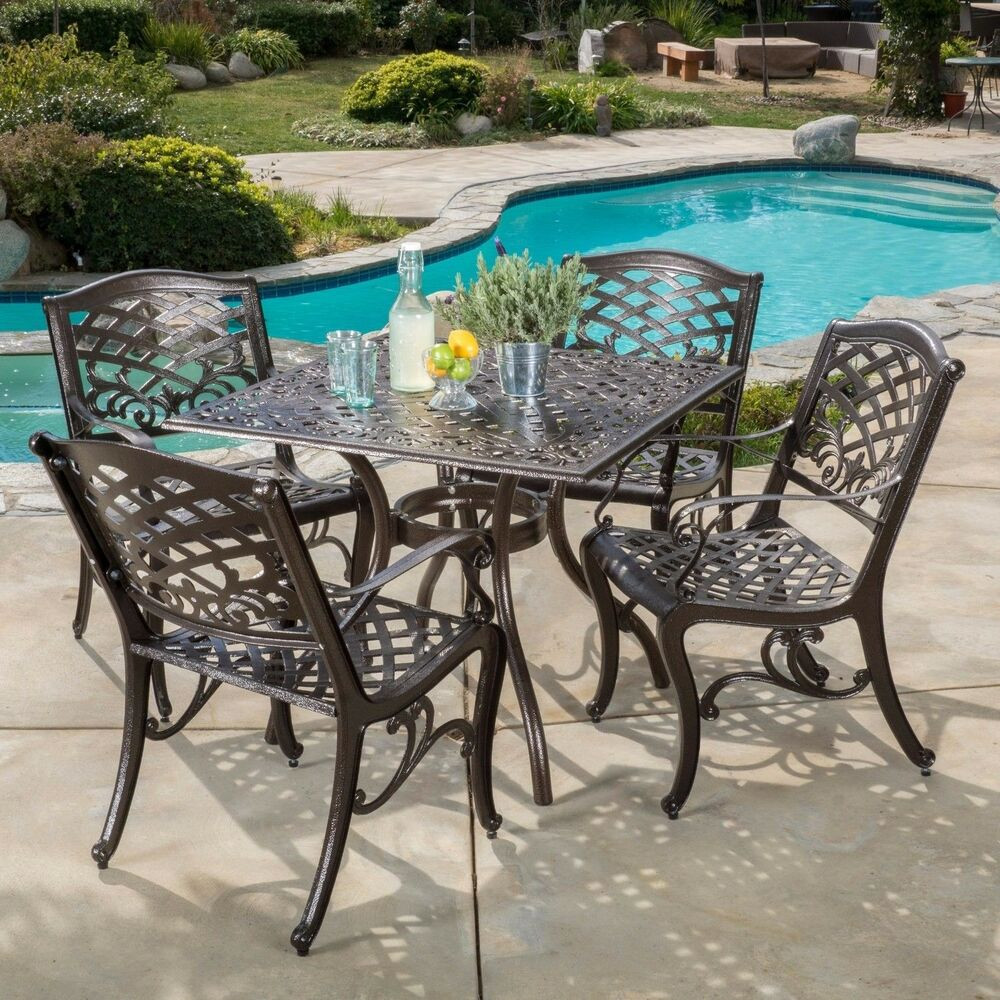 Best ideas about 5 Piece Patio Set
. Save or Pin Outdoor 5 piece Cast Aluminum Square Bronze Dining Set Now.