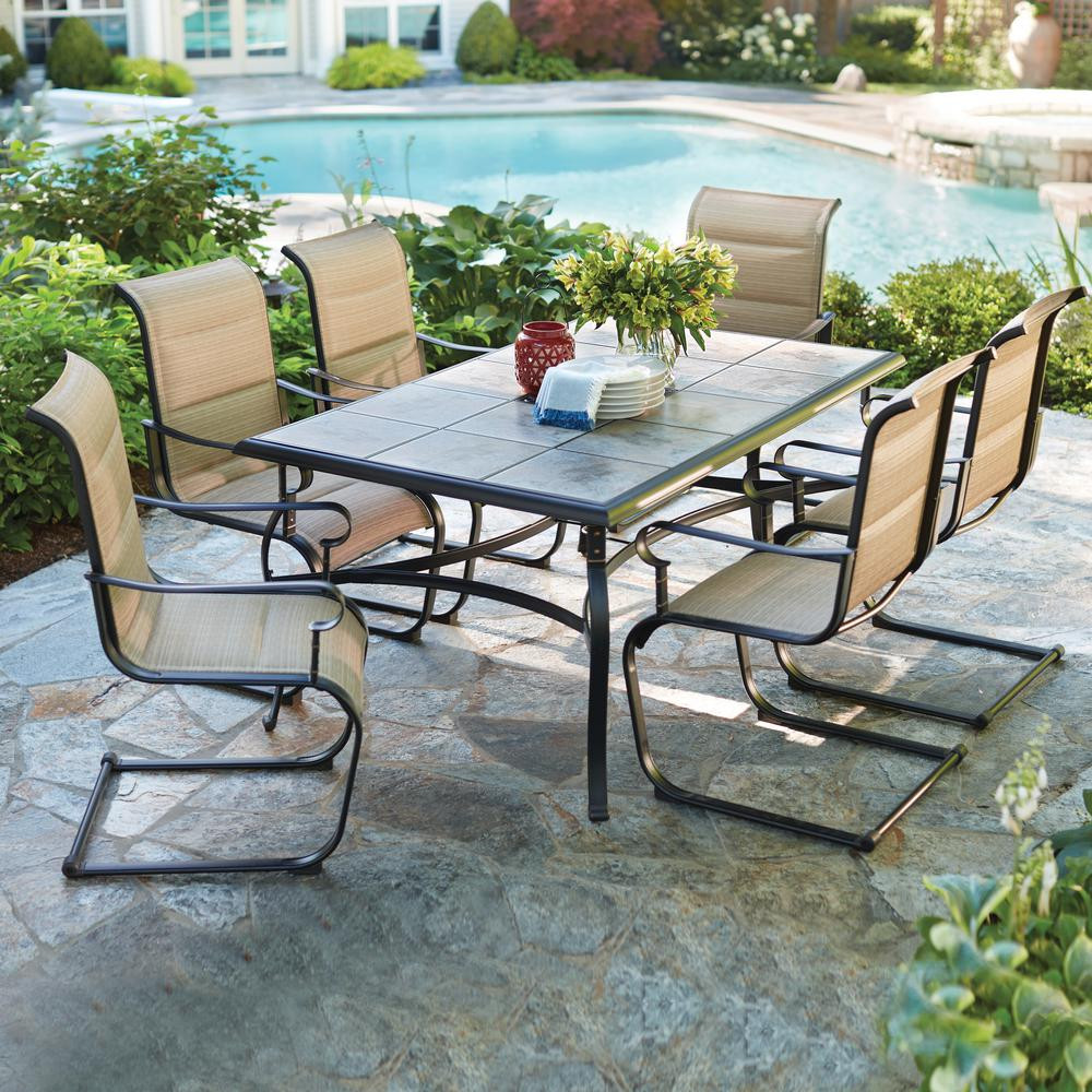 Best ideas about 7 Piece Patio Set
. Save or Pin 7 Piece Padded Sling Dining Set Fabric Tabletop Outdoor Now.