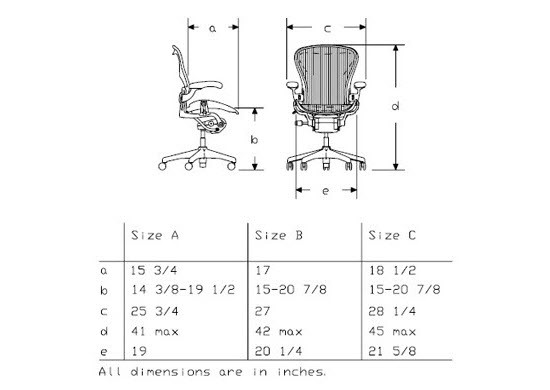Aeron Chair Size Chart