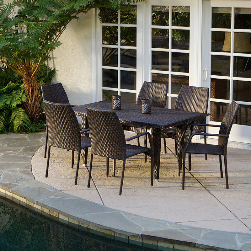 Best ideas about All Weather Patio Furniture
. Save or Pin 7 Piece Outdoor Patio Furniture Brown All weather Wicker Now.