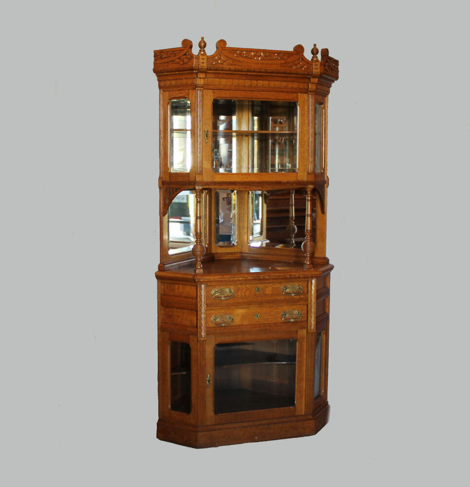 Best ideas about Antique Curio Cabinet
. Save or Pin Antique Victorian Two Piece Oak Corner Curio China Cabinet Now.