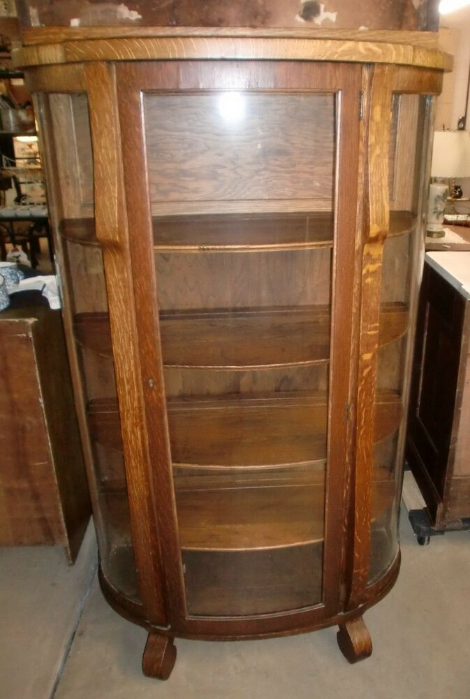 Best ideas about Antique Curio Cabinet
. Save or Pin Antique Oak China Cabinet Curio Cupboard Curved Glass Now.