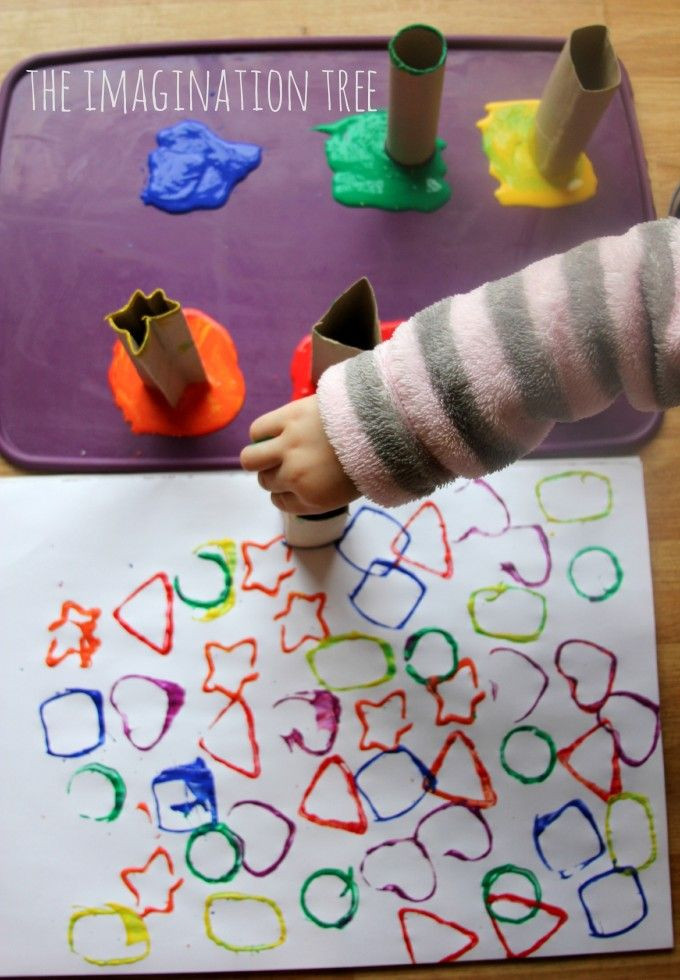 Best ideas about Arts &amp; Crafts For Toddlers
. Save or Pin Printing with Cardboard Shape Tubes Now.
