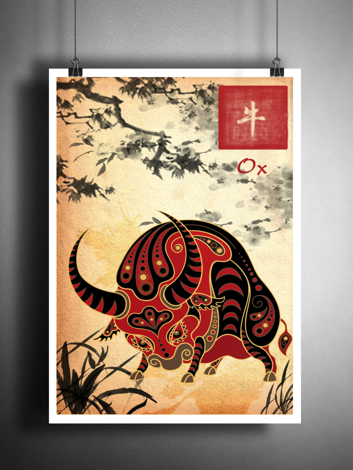 Best ideas about Asian Wall Art
. Save or Pin Chinese Zodiac Ox asian wall art astrology art print Now.