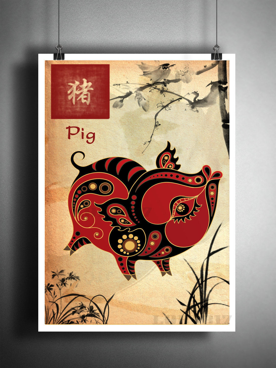 Best ideas about Asian Wall Art
. Save or Pin Chinese Zodiac Pig asian wall art astrology art print Now.