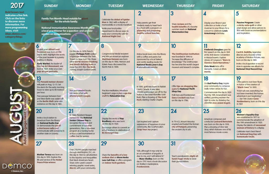 Best ideas about August Themes For Adults
. Save or Pin Adult Engagement Calendar August 2017 Now.
