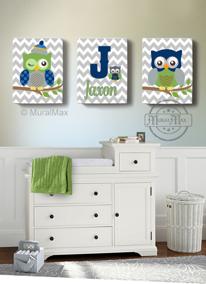 Best ideas about Baby Boy Nursery Wall Decor
. Save or Pin Boys wall art Baby Nursery Decor OWL canvas art Owl by Now.
