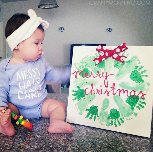 Best ideas about Baby Craft Ideas For Gifts
. Save or Pin Handprint Footprint Christmas Wreath Craft Crafty Morning Now.