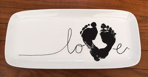 Best ideas about Baby Footprints DIY
. Save or Pin DIY a baby footprint love plate for grandparents this year Now.