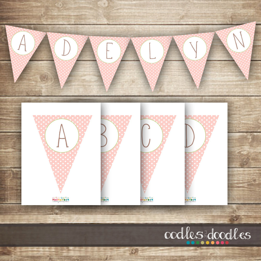 Best ideas about Baby Shower Banners DIY
. Save or Pin Pink & Green Polka Dots Pennant Banner diy Bunting Now.