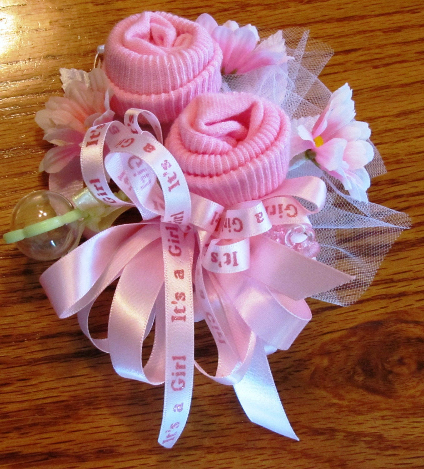 Best ideas about Baby Shower Corsage DIY
. Save or Pin Baby Sock corsage Handmade baby sock shower corsage Baby Now.