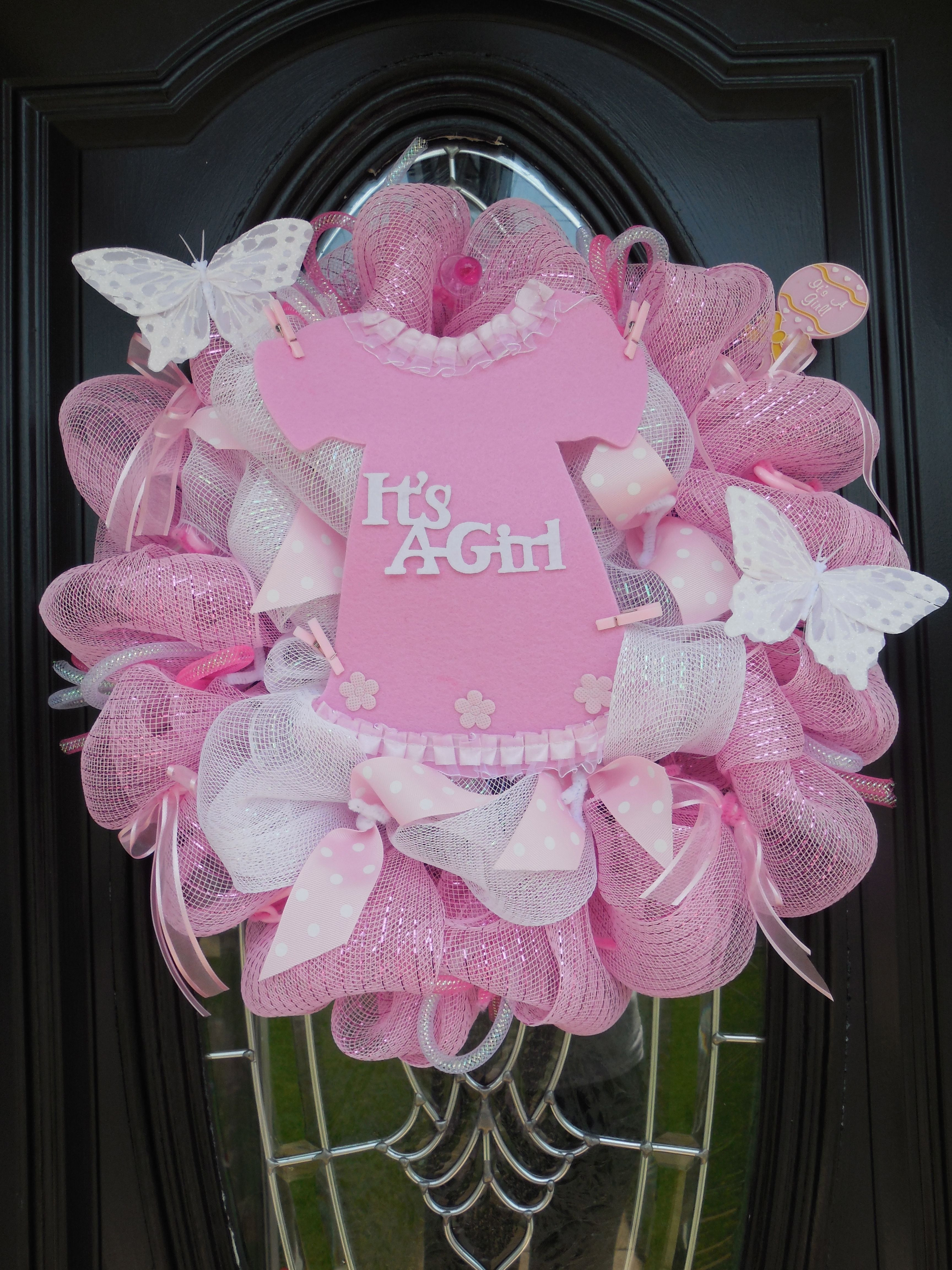 Best ideas about Baby Shower Wreath DIY
. Save or Pin It s A Girl Deco Mesh Wreath … Baby shower ideas Now.