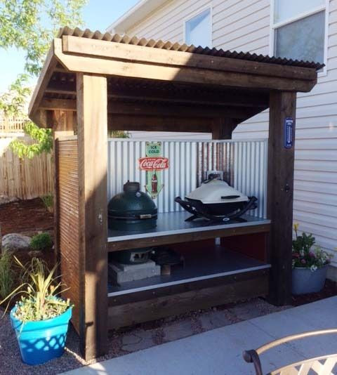 Best ideas about Backyard Bbq Ideas
. Save or Pin BBQ Shelter made with corrugated metal Gusty winds won t Now.