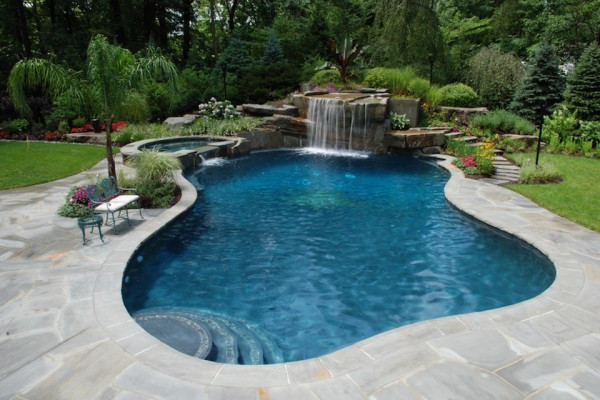 Best ideas about Backyard Swimming Pool . Save or Pin Tropical Backyard Waterfalls Allendale NJ Now.