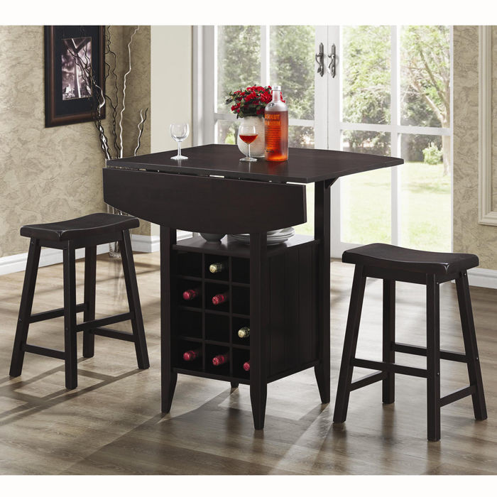 Best ideas about Bar Table With Wine Rack
. Save or Pin 3 Piece Drop Leaf Bar Table Wine Rack and Stool Set Now.