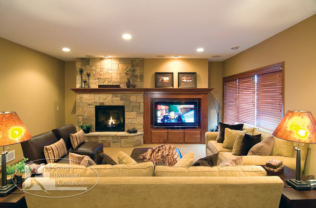 Best ideas about Basement Family Rooms Ideas
. Save or Pin Basement TV & Fireplace Traditional Family Room Now.