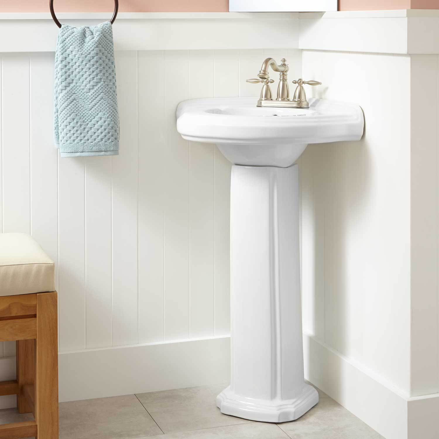 Best ideas about Bathroom Pedestal Sink
. Save or Pin Gaston Corner Porcelain Pedestal Sink Bathroom Now.