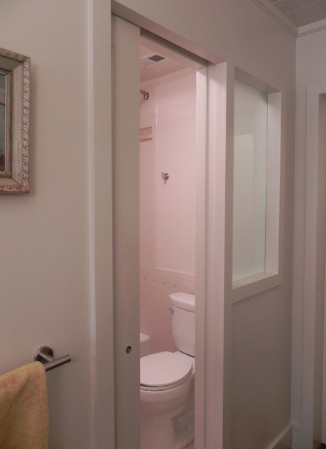 Best ideas about Bathroom Pocket Doors
. Save or Pin pocket door frosted window separating toilet in narrow Now.