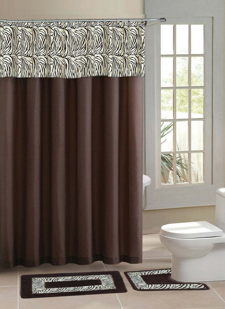 Best ideas about Bathroom Sets With Shower Curtain
. Save or Pin Brown Zebra Stripe Shower Curtain 15 Pcs Bath Rug Mat Now.