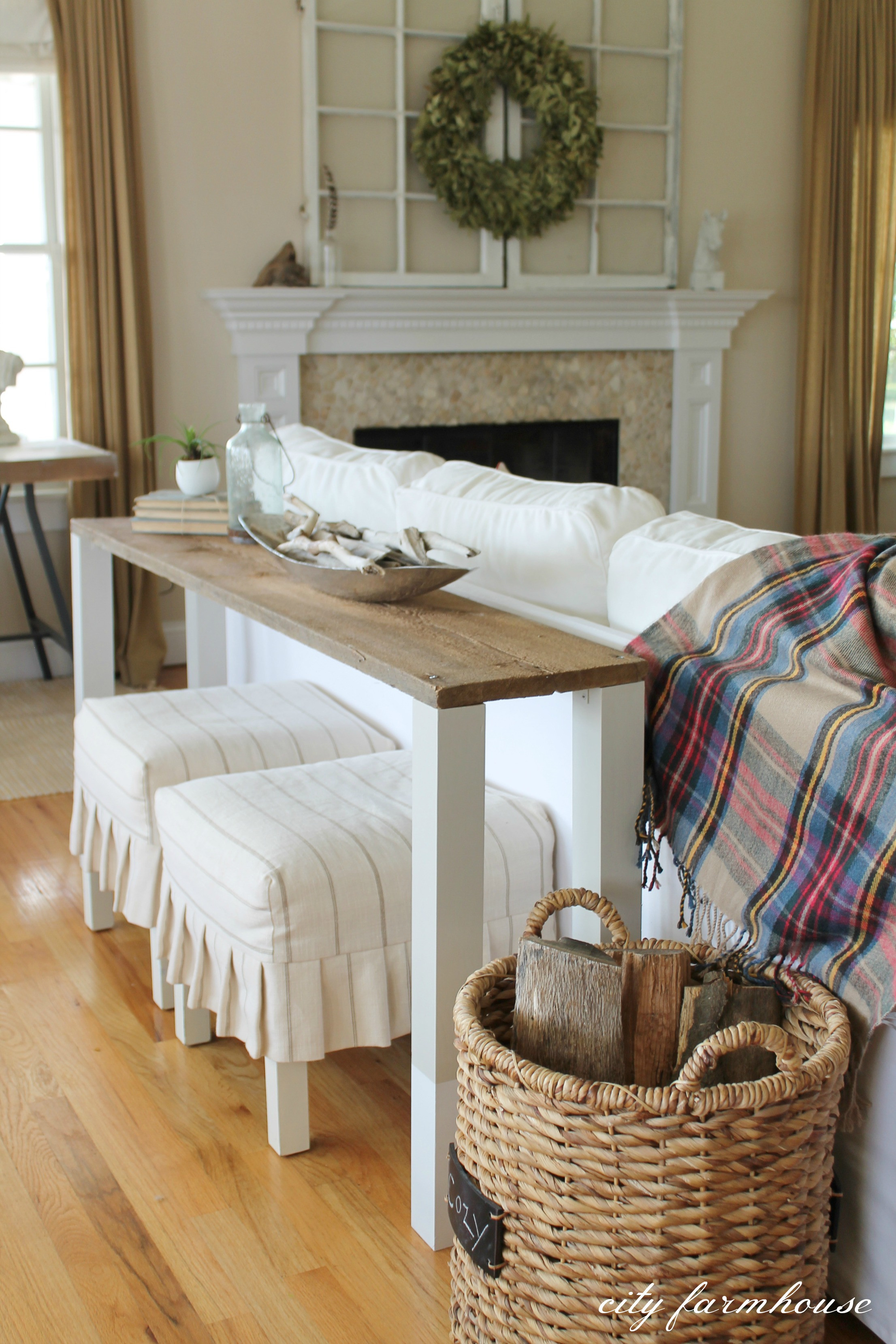 Best ideas about Behind Sofa Table
. Save or Pin The Easiest DIY Reclaimed Wood Sofa Table City Farmhouse Now.