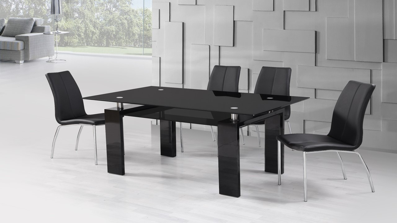 Best ideas about Black Dining Table
. Save or Pin Black High Gloss Glass Dining Table and 4 Black Dining Chairs Now.
