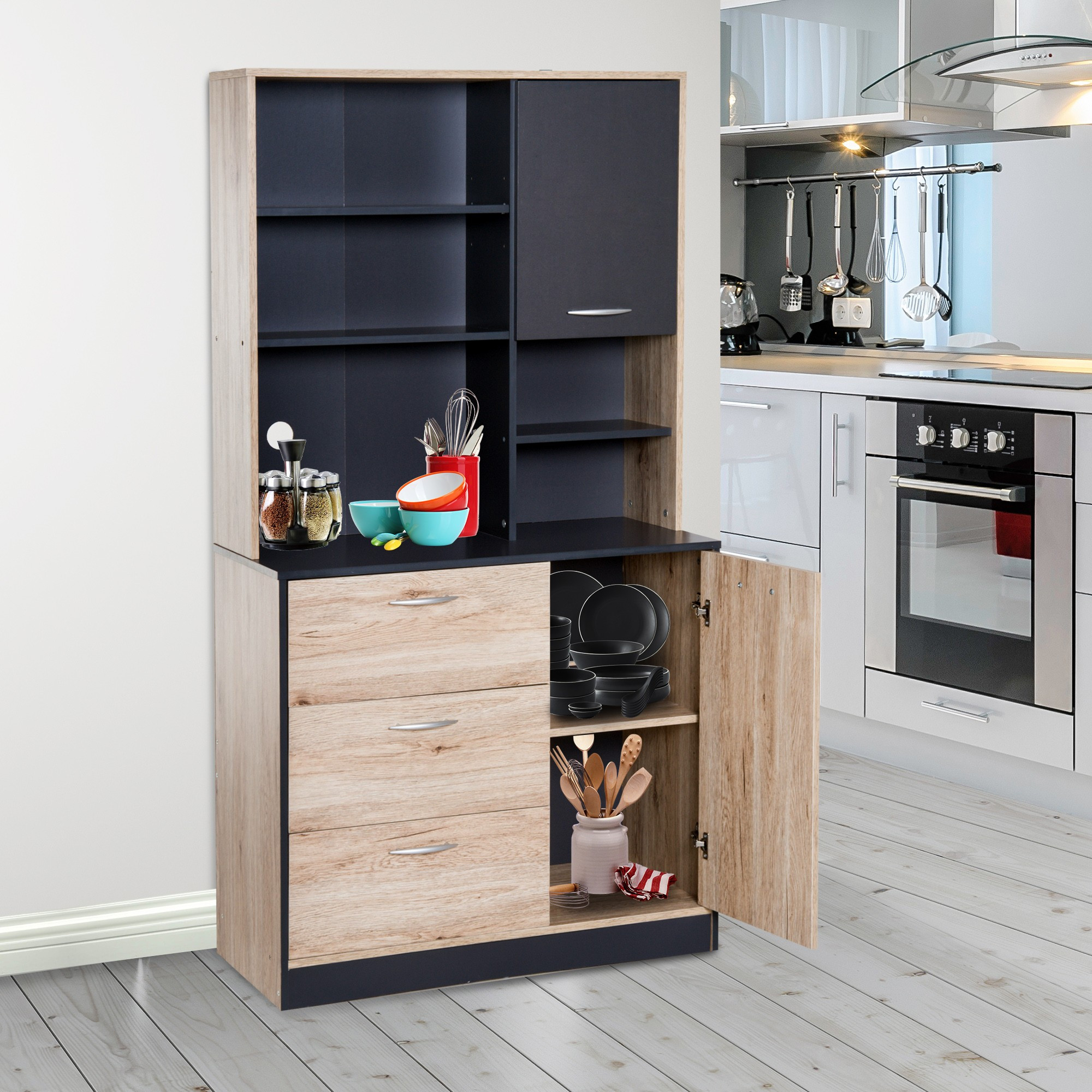 Best ideas about Black Pantry Cabinet
. Save or Pin HOM Kitchen Pantry Cabinet 90Lx39Wx169H cm Black and Now.