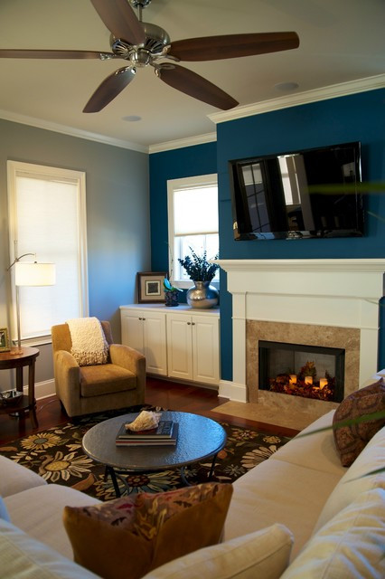 Best ideas about Blue Accent Wall Living Room
. Save or Pin Transitional Living Room Contemporary Living Room Now.